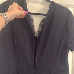 Tahari Denim and Black Ruffle Dress